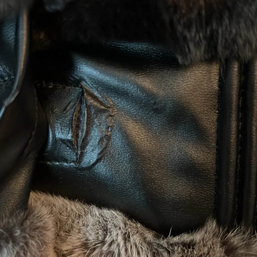 NWT Rex chinchilla coat with a hood )faux leather waist and sleeves) - Picture 5 of 8